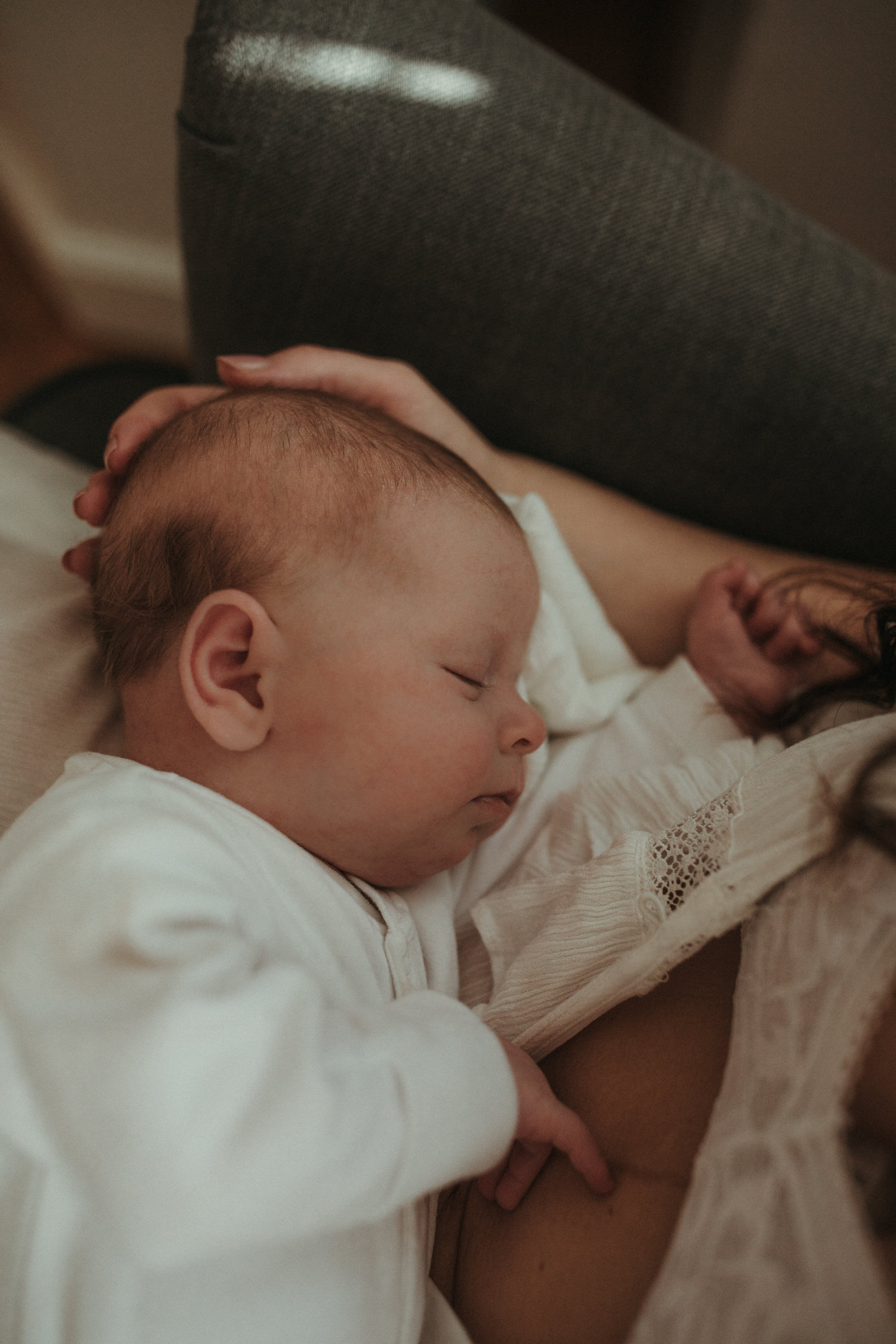 baby asleep in mothers lap Maternity and Newborn Photographer Devon 